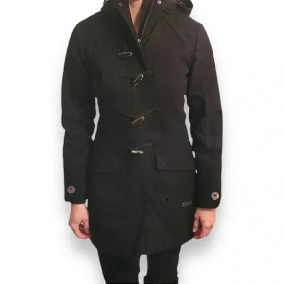 Merrell Jackets & Blazers - Merrell Women’s Opti-Warm Toggle Closure Black Sm Hooded Mid Length Duffel Coat